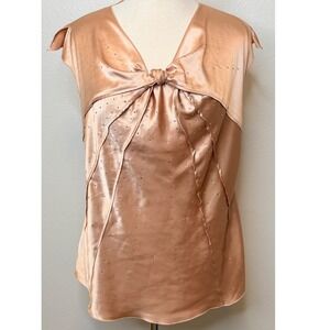 Lane Bryant Sleeveless Top Sz 18 Rose Gold Rhinestone Embellished Twist Front